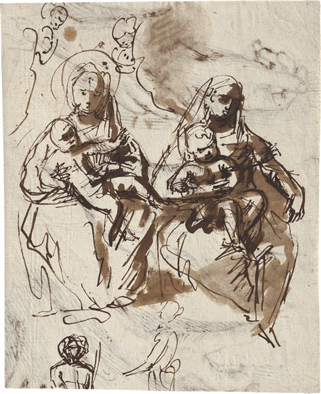 Studienblatt mit Maria mit dem Christusknaben - Italian School, 18th Century