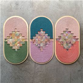 Artist Draws from Pakistani Heritage to Craft Sculptural Embroidery Stretched over Wood