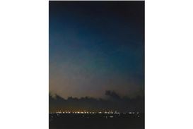 Jude Rae wins the Wynne Prize 2025 for Pre-dawn sky over Port Botany container terminal