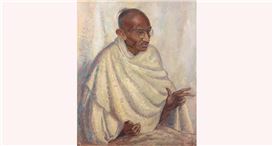 Rare Mahatma Gandhi Portrait Painted from Life by Clare Leighton Auctioned