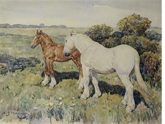 Rare works by Alfred Munnings and his sketching partner, John Millar Watt, feature in Bonhams East Anglian Art Auction
